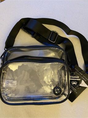 Adrienne Vittadini Clear and Black Adjustable Crossbody Belt Bag
